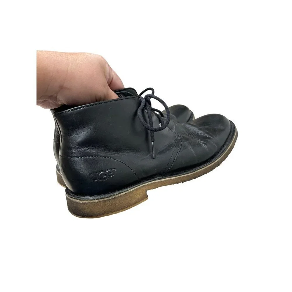 UGG Australia Leighton Chukka Desert Leather Boots Black 3275 Men's Size US 8